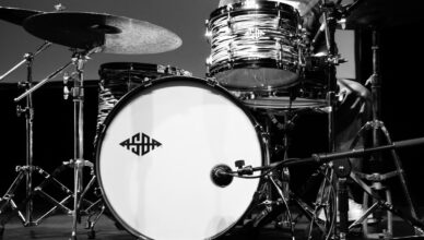 white and black drum set